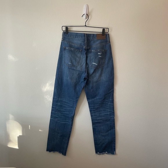 Madewell The Perfect Summer Busted Knee Cotton High Rise Dark Wash Denim Jeans - Picture 7 of 9
